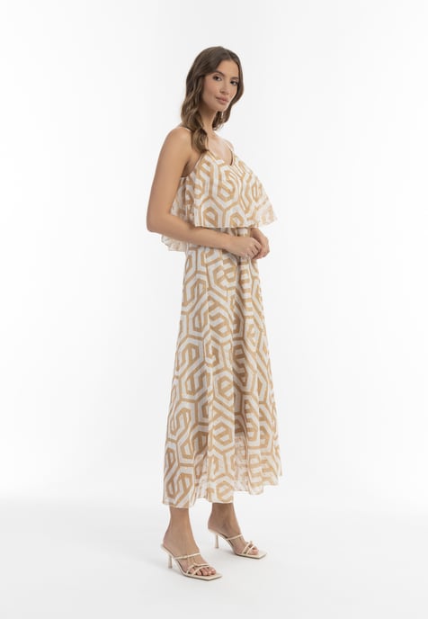 Faina Maxi jurk Dames beige wit - Image 4