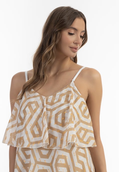 Faina Maxi jurk Dames beige wit - Image 5