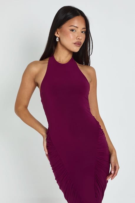 Petite Ruched Panel Halterneck Midaxi Dress - Image 2