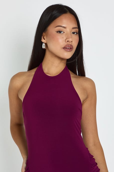 Petite Ruched Panel Halterneck Midaxi Dress - Image 4