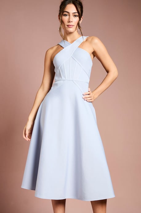 Bandage Cross Neck Midi Dress - Image 1