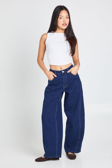 Petite Mid Waist Twisted Seam Barrel Leg Jean - Image 3