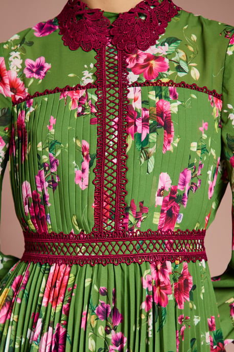 Lisa Tan Long Sleeve Pleated Printed Blouse - Image 2
