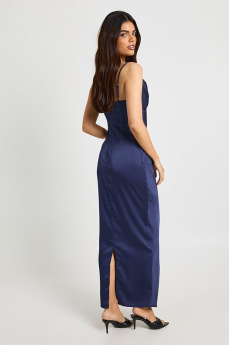 Satin Lace Cowl Neck Maxi Slip Dress - Image 2