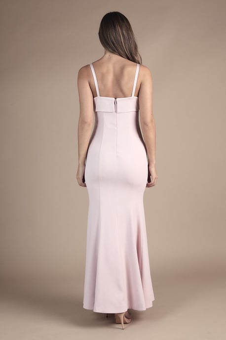 Strappy Fitted Satin Trim Bridesmaid Dress - Image 3