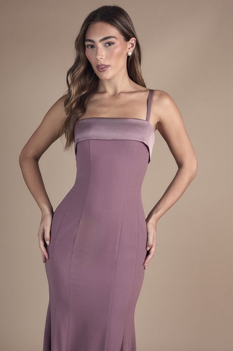 Strappy Fitted Satin Trim Bridesmaid Dress - Image 2