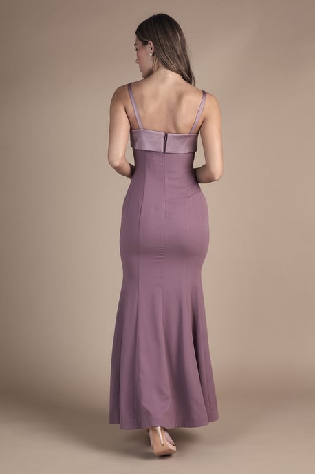 Strappy Fitted Satin Trim Bridesmaid Dress - Image 3