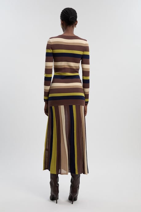 Stripe Long Sleeve Knitted Maxi Dress - Image 4