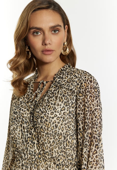 Faina Maxi-jurk met luipaardprint Dames Lichtbeige veelkleurig - Image 4