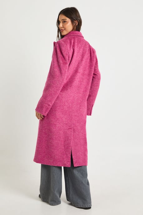 Textured Double Breast Wool Look Coat - Image 2