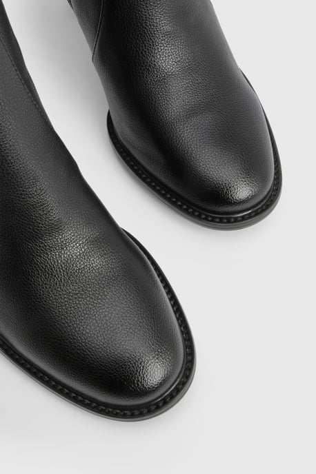 Buckle Detail Low Block Knee High Boots - Image 5