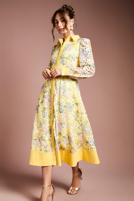 Cutwork Lace Printed Shirt Dress - Image 2