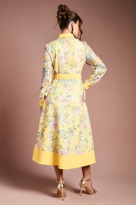 Cutwork Lace Printed Shirt Dress - Image 3