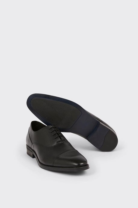 Black Leather Smart Oxford Toe Cap Shoes - Image 4