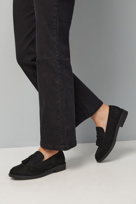 Good For The Sole: Wide Fit Paula Faux Suede Tassel Loafers - Image 1