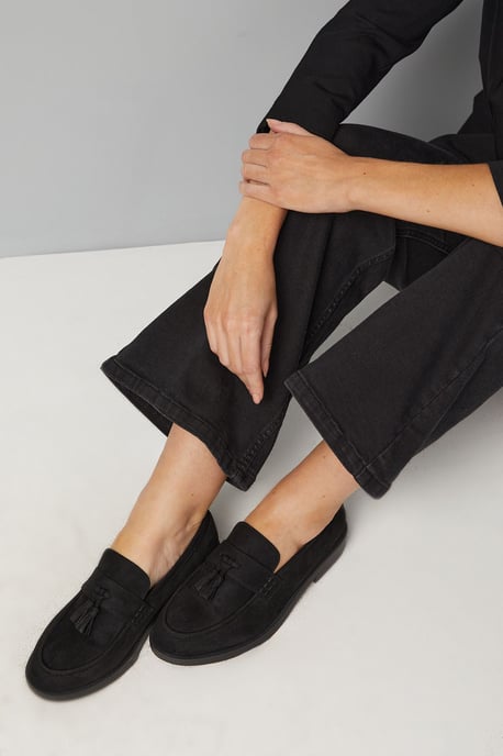 Good For The Sole: Wide Fit Paula Faux Suede Tassel Loafers - Image 3