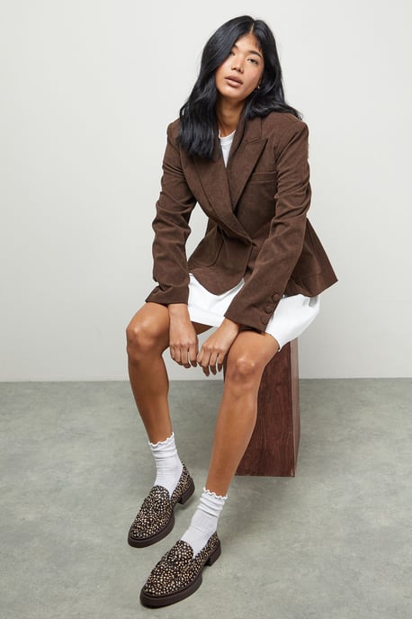 Faith: Barrie Leather Deer Print Pony Chunky Penny Loafers - Image 2