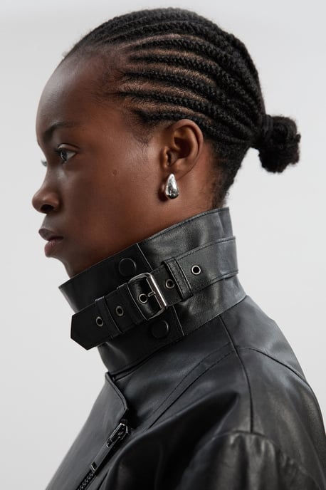 Leather Relaxed Biker Jacket - Image 2
