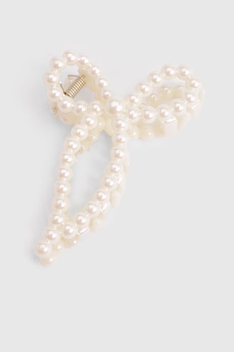 Pearl Detail Bow Claw Clip - Image 2