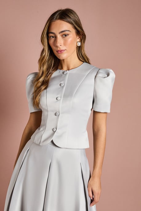 Short Sleeve Button Through Fitted Jacket - Image 1