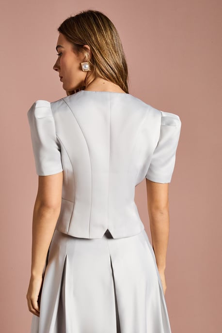 Short Sleeve Button Through Fitted Jacket - Image 3