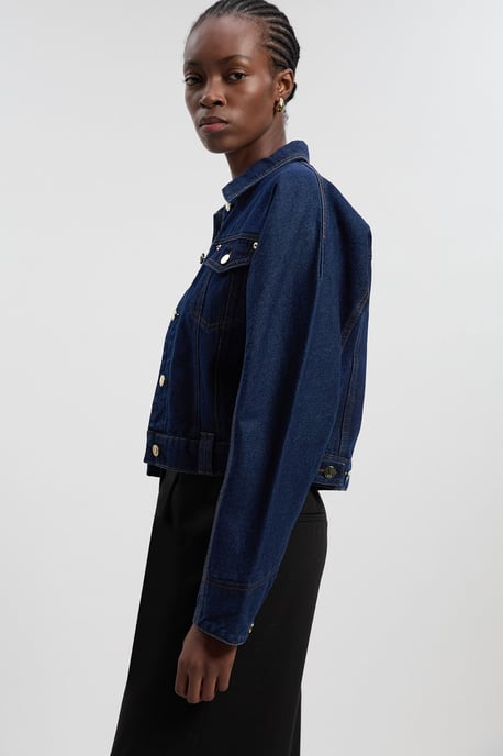 Denim Cropped Jacket - Image 2