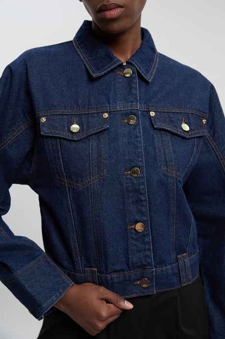 Denim Cropped Jacket - Image 3