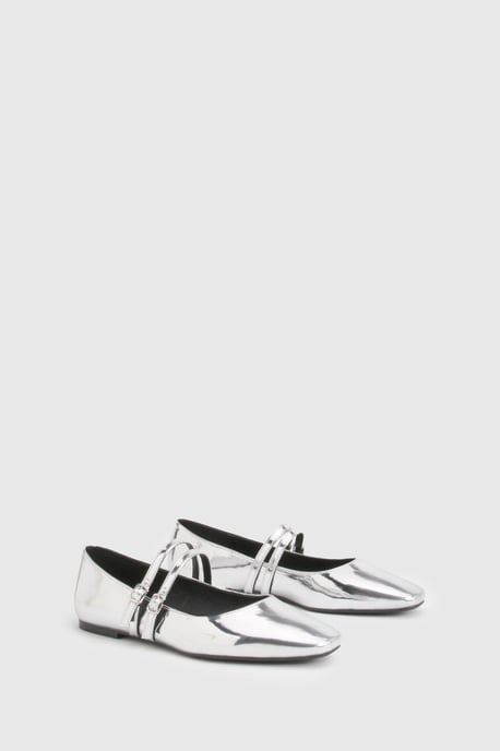 Wide Fit Double Strap Mary Jane Ballet Flats - Image 2
