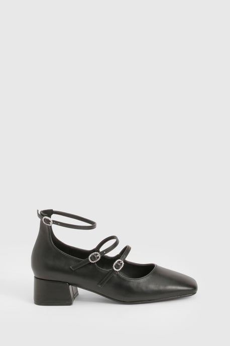Square Toe Triple Strap Mary Jane Shoes - Image 3