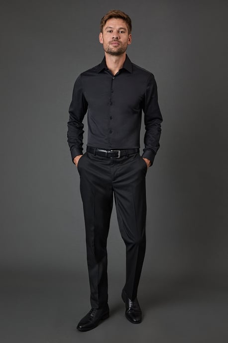 Black Skinny Fit Long Sleeve Easy Iron Shirt - Image 4