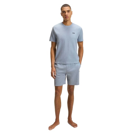 Boss Heren Wafel gebreide pyjamatop (Blauw) - Image 4