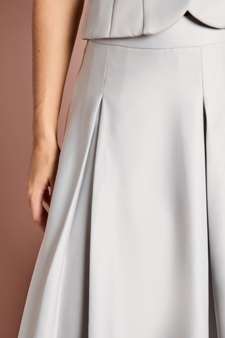 Satin Pleat Front Midi Full Skirt - Image 5