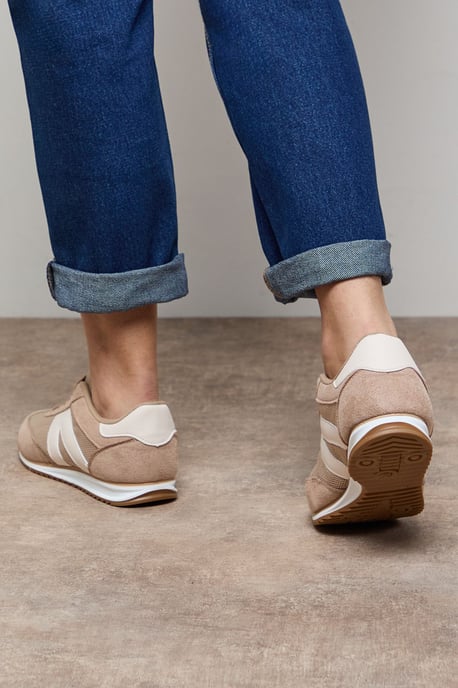 Jemima Faux Suede Mesh Lace Up Trainers - Image 4