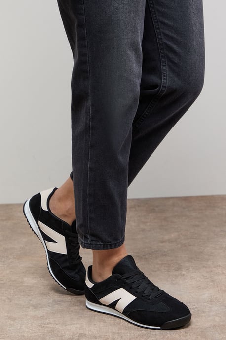 Jemima Faux Suede Mesh Lace Up Trainers - Image 1
