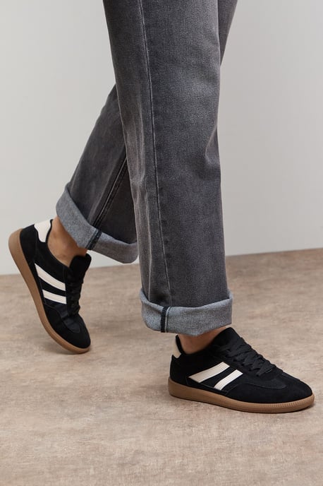 Jenna Faux Suede Mesh Detail Lace Up Trainers - Image 1