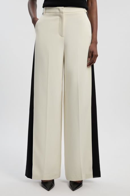 Compact Stretch Contrast Colour Tailored Wide Leg Trouser - Image 2