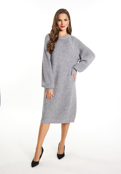 Faina Gebreide jurk Dames Grijs gemêleerd zilver - Image 4