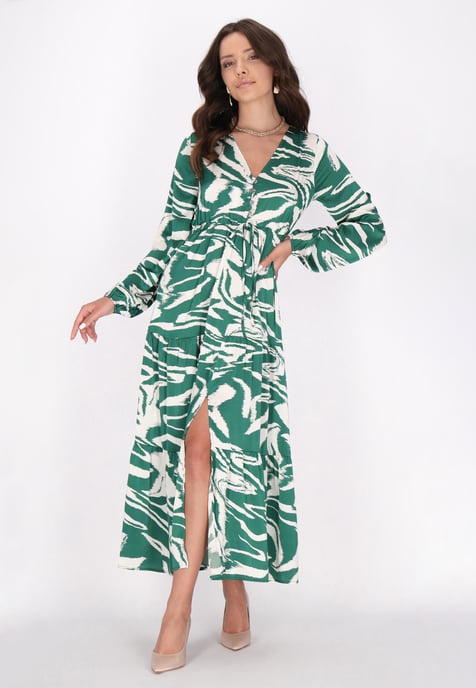 Faina Jurk Dames Groen gebroken wit - Image 3