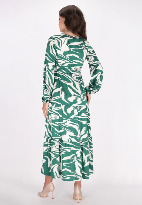 Faina Jurk Dames Groen gebroken wit - Image 4