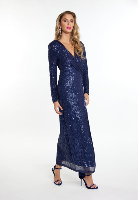 Faina Paillettenjurk Dames marine - Image 4