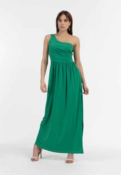 Faina Maxi-jurk met één schouder Dames Bosgroen - Image 2