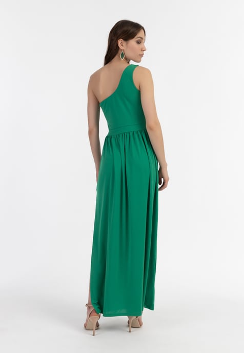 Faina Maxi-jurk met één schouder Dames Bosgroen - Image 3