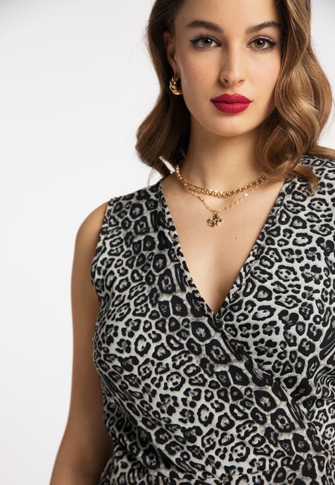 Faina Maxi-jurk met luipaardprint nelice Dames Grijze Leeuw - Image 5