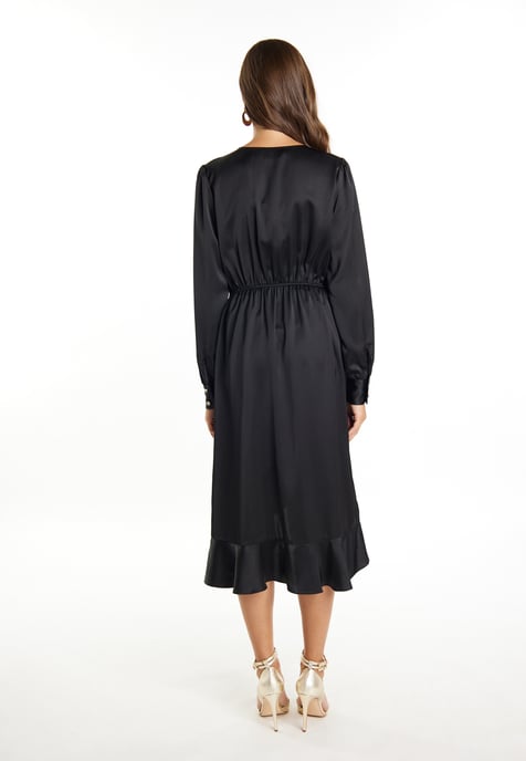 Faina Midi-jurk met lange mouwen Dames zwart - Image 3