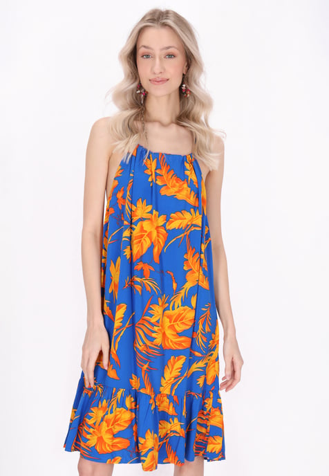 IZIA jurk vrouwen blauw geel - Image 3