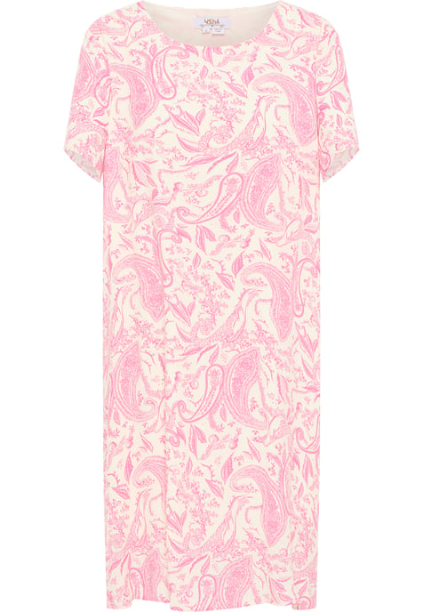 usha Jurk met korte mouwen Dames roze wol wit - Image 1