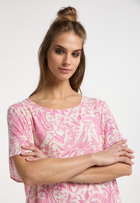 usha Jurk met korte mouwen Dames roze wol wit - Image 5
