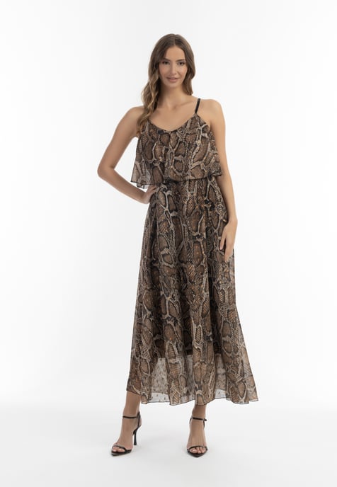 Faina Maxi-jurk met slangenprint Dames beige slang - Image 2