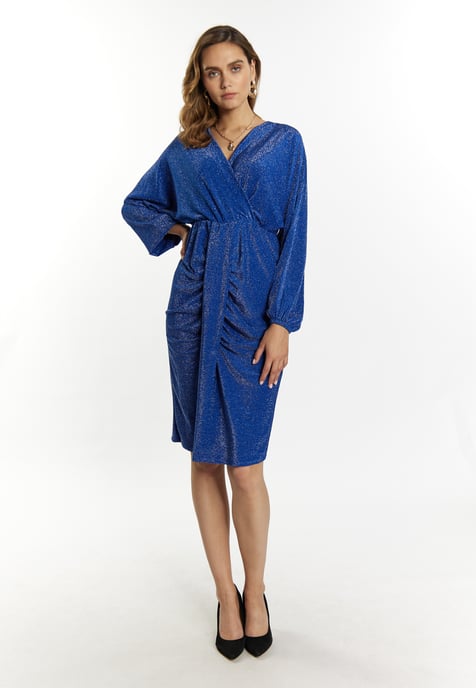 Faina Avondjurk met glanzend garen Dames KONING BLAUW - Image 2