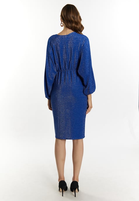 Faina Avondjurk met glanzend garen Dames KONING BLAUW - Image 3